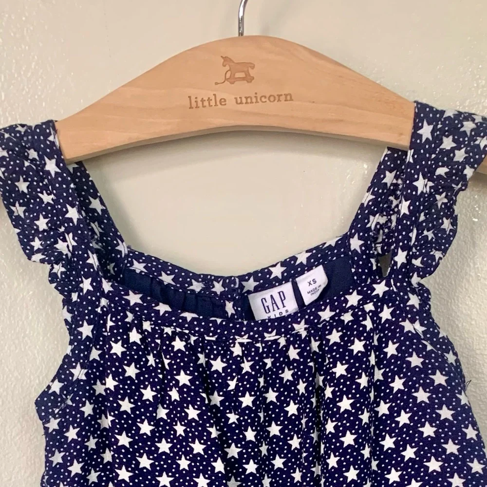 Gap Kids Toddler 4-5 Navy Blue White Stars Shorts Romper Ruffle Trim XS NEW $40